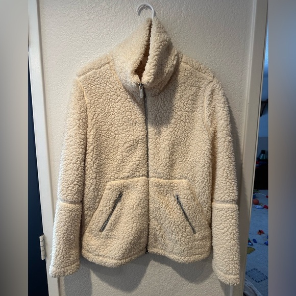Zella Cream Fleece Zip Up Jacket Size Medium - Picture 6 of 6